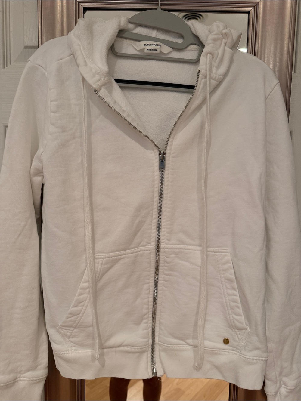 Zadig & Voltaire White Zip-Up Hoodie